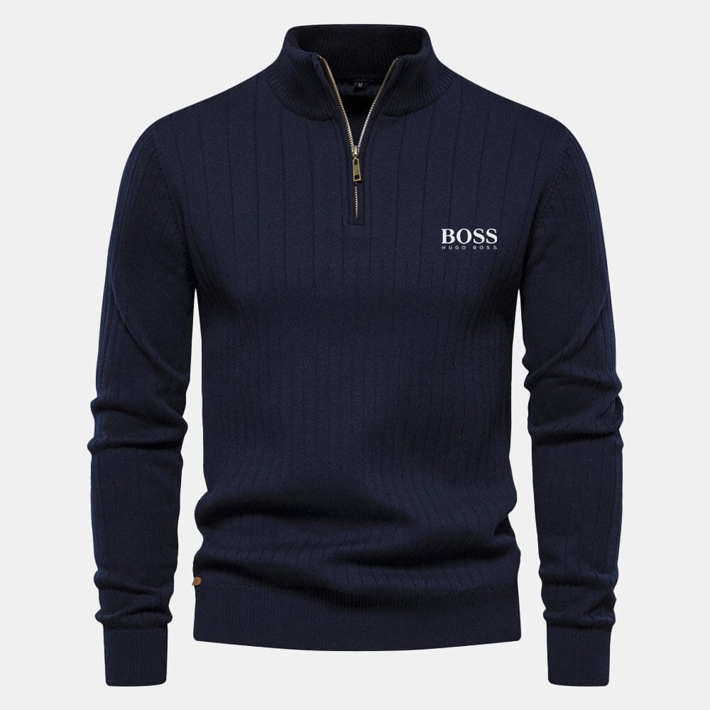 Hugo Boss Zip Classic Knit Sweater LS Blue S