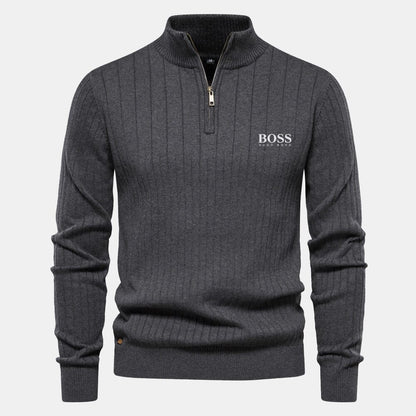 Hugo Boss Zip Classic Knit Sweater LS Grey S