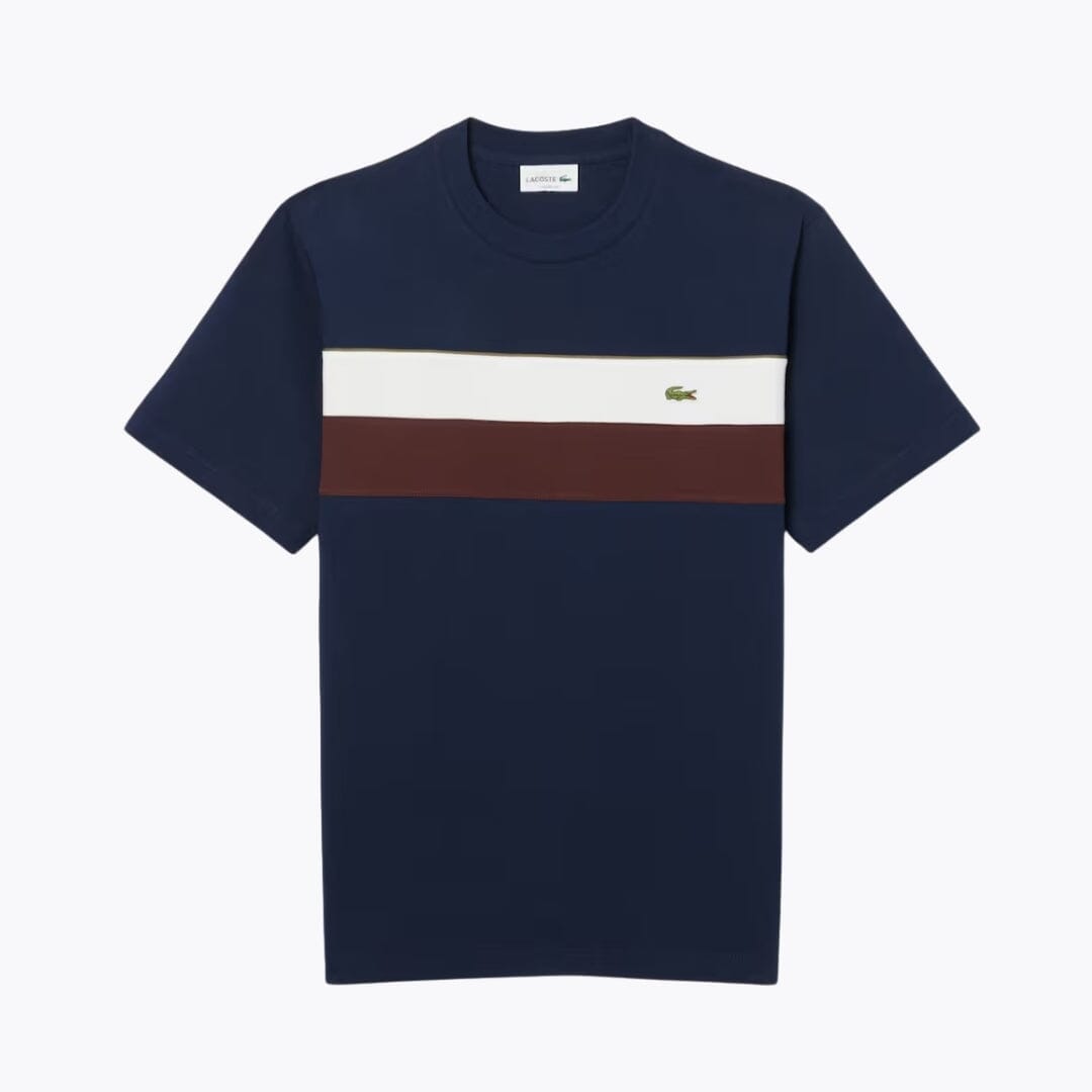Lacoste Jersey Colour-Block T-Shirt LS Navy Blue / White / Brown S