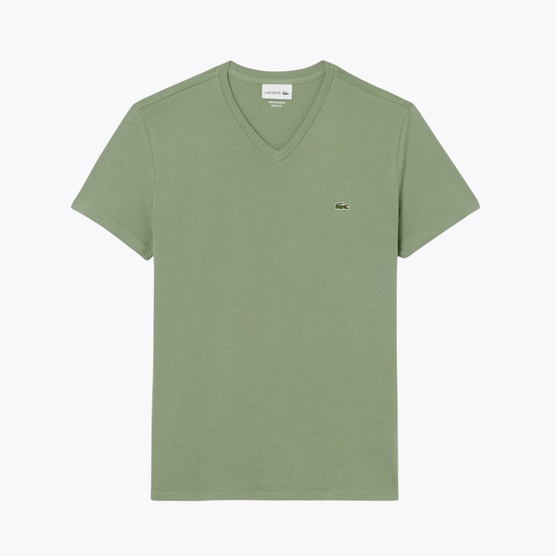 Lacoste Lightweight Cotton Pima V Neck T-shirt LS Green S