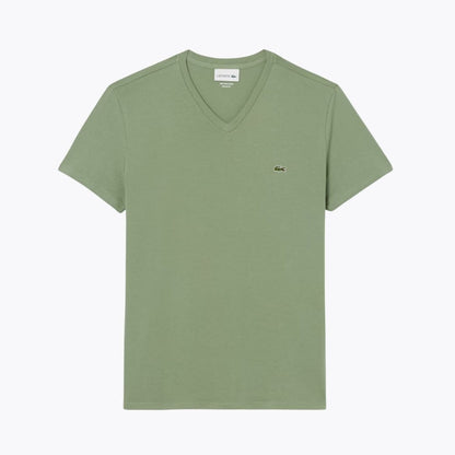 Lacoste Lightweight Cotton Pima V Neck T-shirt LS Green S
