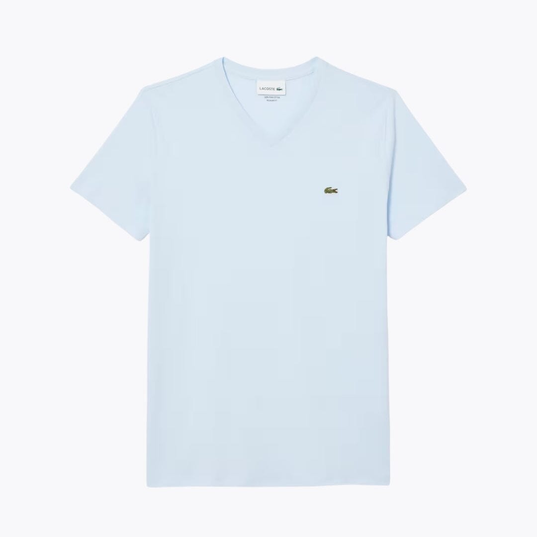 Lacoste Lightweight Cotton Pima V Neck T-shirt LS Light Blue S