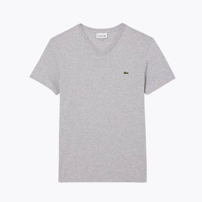 Lacoste Lightweight Cotton Pima V Neck T-shirt LS Light Grey S
