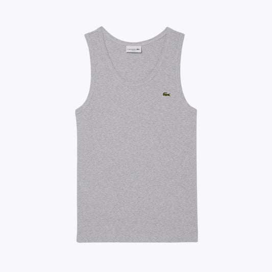 Lacoste Slim Fit Ribbed Cotton Tank Top LS Light Grey S