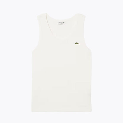 Lacoste Slim Fit Ribbed Cotton Tank Top LS White S