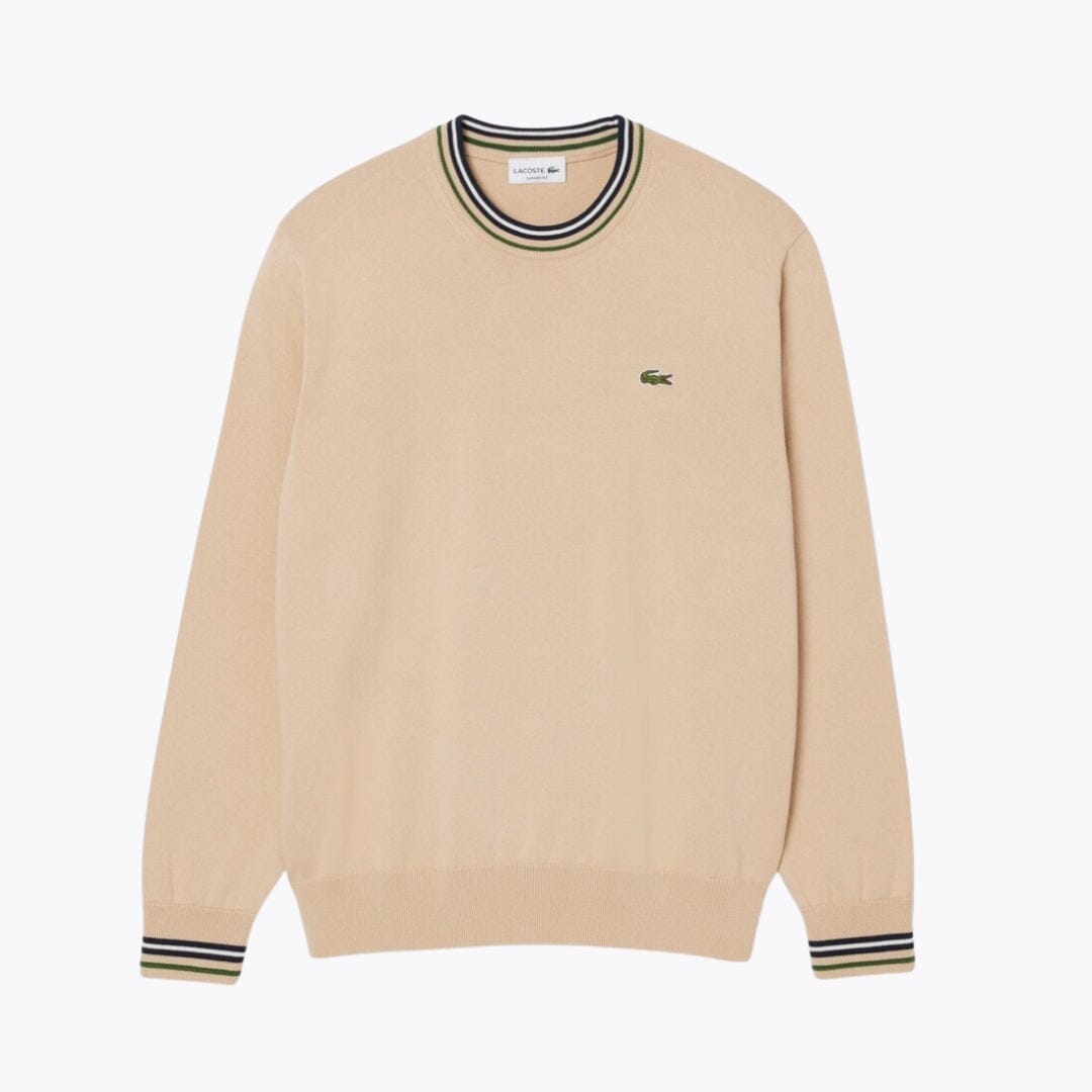 Lacoste Striped Cotton Jersey Sweater LS Beige / Blue S