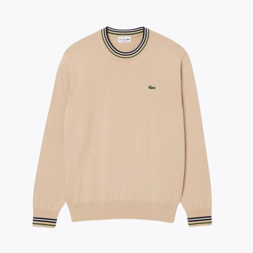 Lacoste Striped Cotton Jersey Sweater LS Beige / Blue S