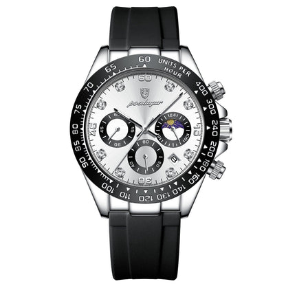 Poedagar Chronograph Time Date LS Silver White