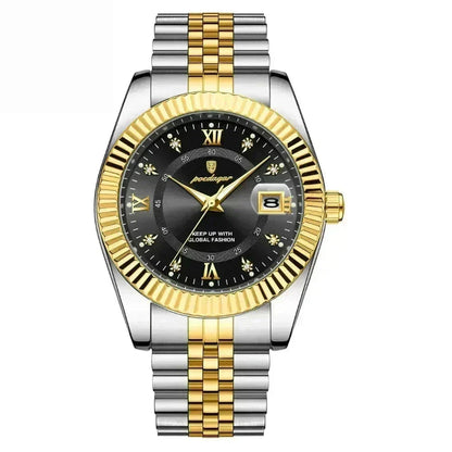 Poedagar Goldenstar – 40Mm Watch | Waterproof | Stainless Steel LS Black