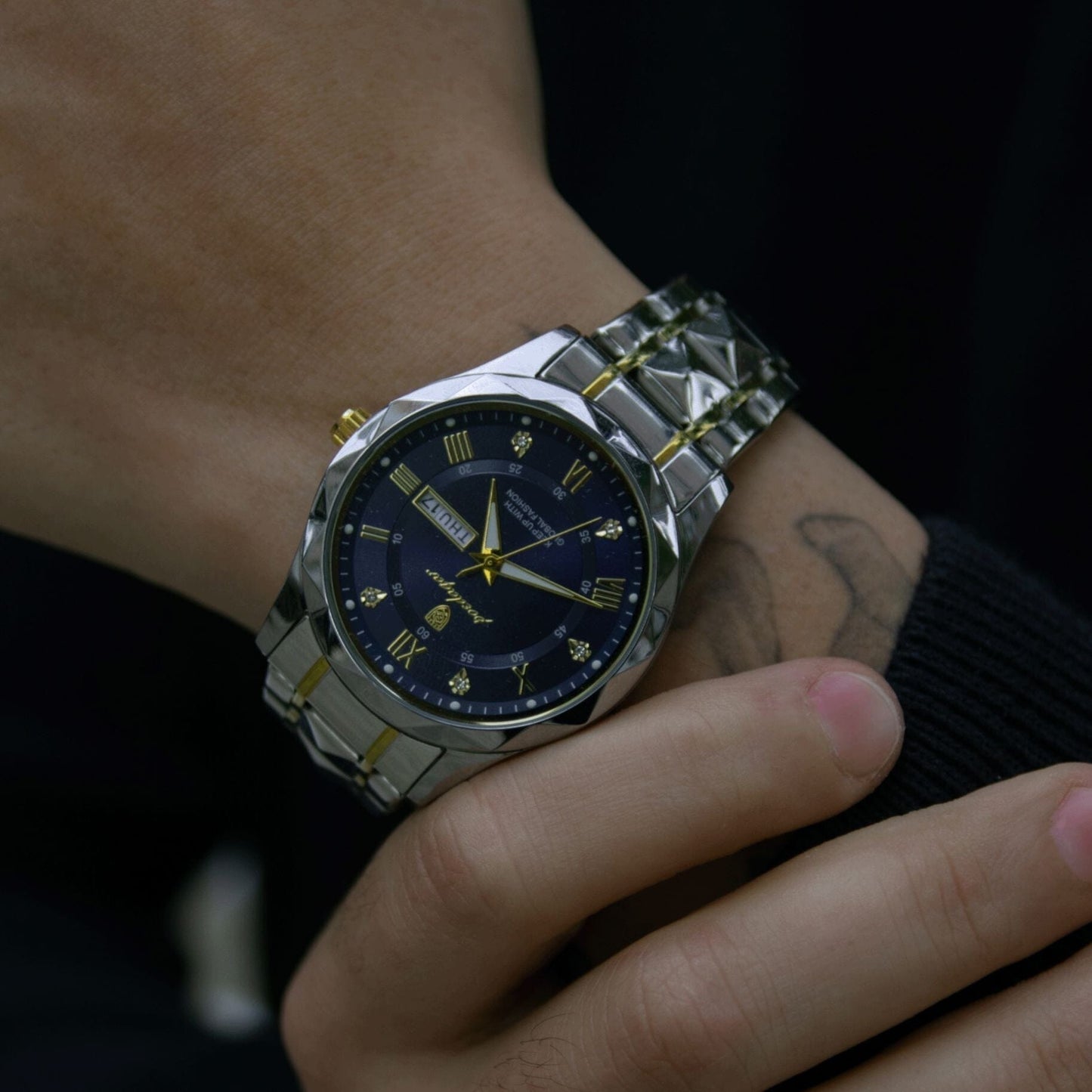 Poedagar Luminous Steel Watch 40 Mm – Waterproof | Transfer Steel LS