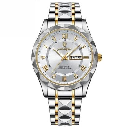 Poedagar Luminous Steel Watch 40 Mm – Waterproof | Transfer Steel LS White