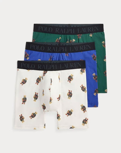 Ralph Lauren 4D-Flex Polo Bear Boxer Brief 3-Pack LS Nevis/Royal/Green S