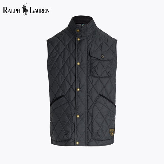 Ralph Lauren Beaton Quilted Utility Gilet LS Polo Black S