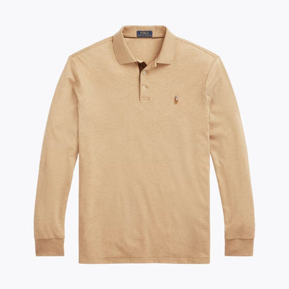 Ralph Lauren Classic Fit Soft Cotton Polo Shirt LS Classic Camel Heather S