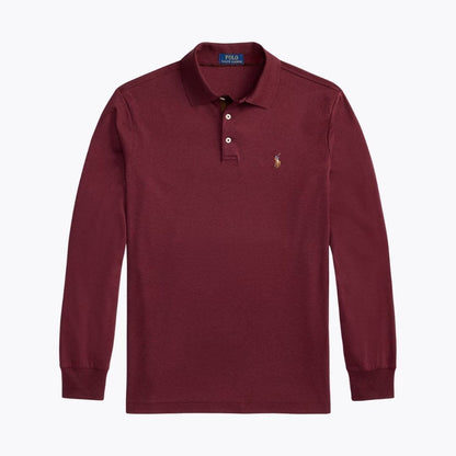 Ralph Lauren Classic Fit Soft Cotton Polo Shirt LS Spring Wine Heather S