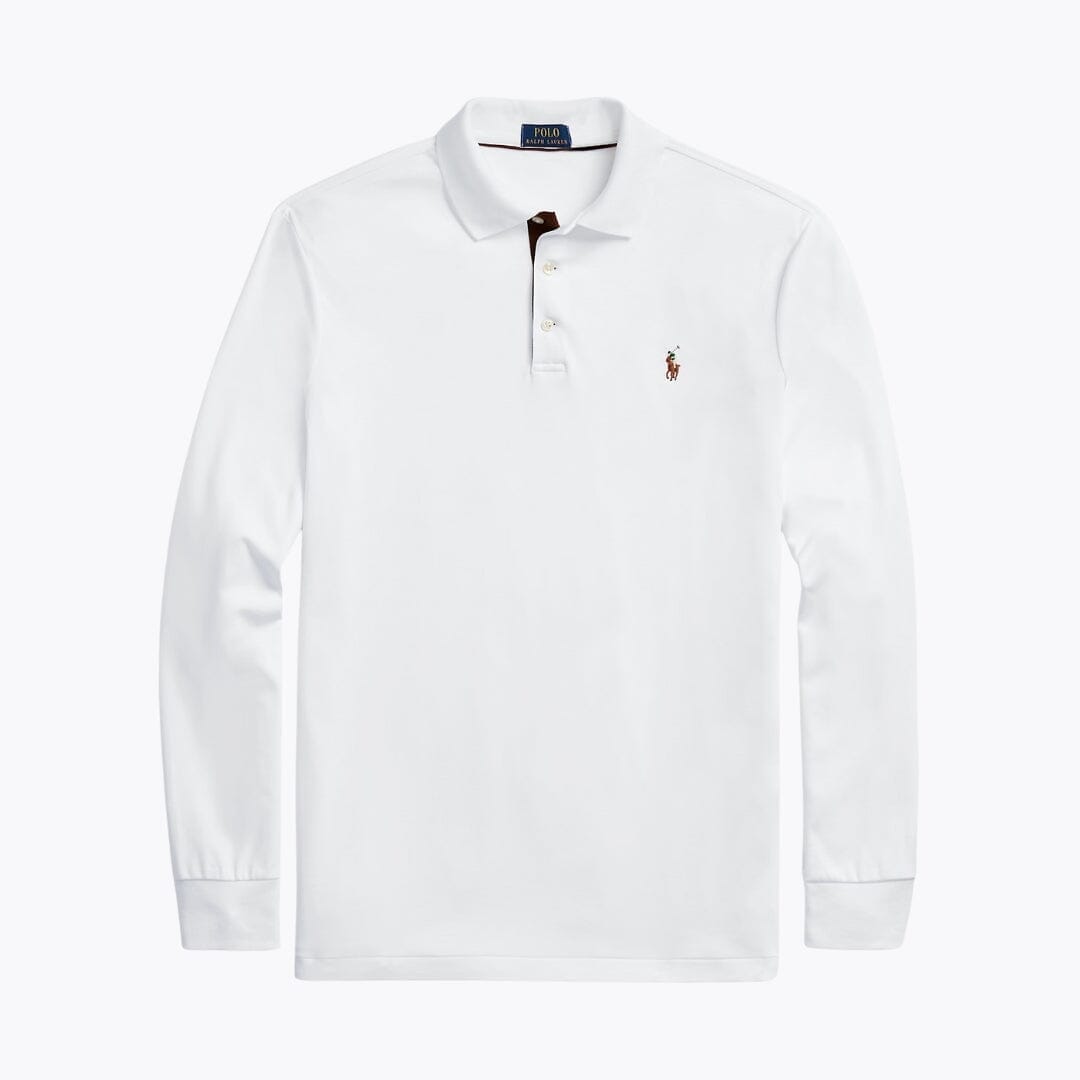 Ralph Lauren Classic Fit Soft Cotton Polo Shirt LS White S