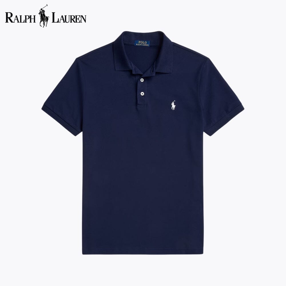 Ralph Lauren Custom Slim Fit Stretch Mesh Polo Shirt LS Blue Navy S