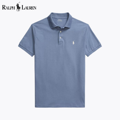 Ralph Lauren Custom Slim Fit Stretch Mesh Polo Shirt LS Blue S