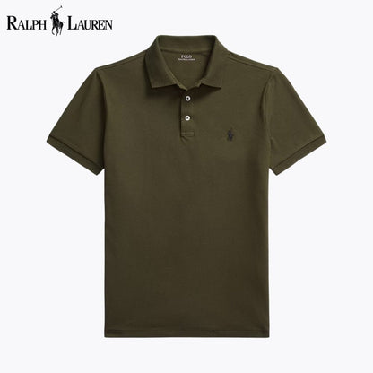 Ralph Lauren Custom Slim Fit Stretch Mesh Polo Shirt LS Company Olive S