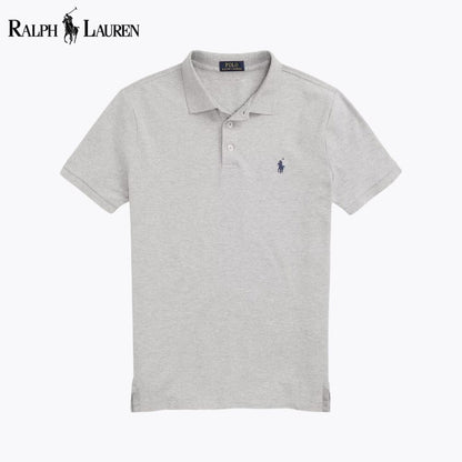 Ralph Lauren Custom Slim Fit Stretch Mesh Polo Shirt LS Gray S
