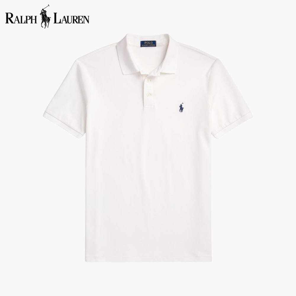 Ralph Lauren Custom Slim Fit Stretch Mesh Polo Shirt LS White S