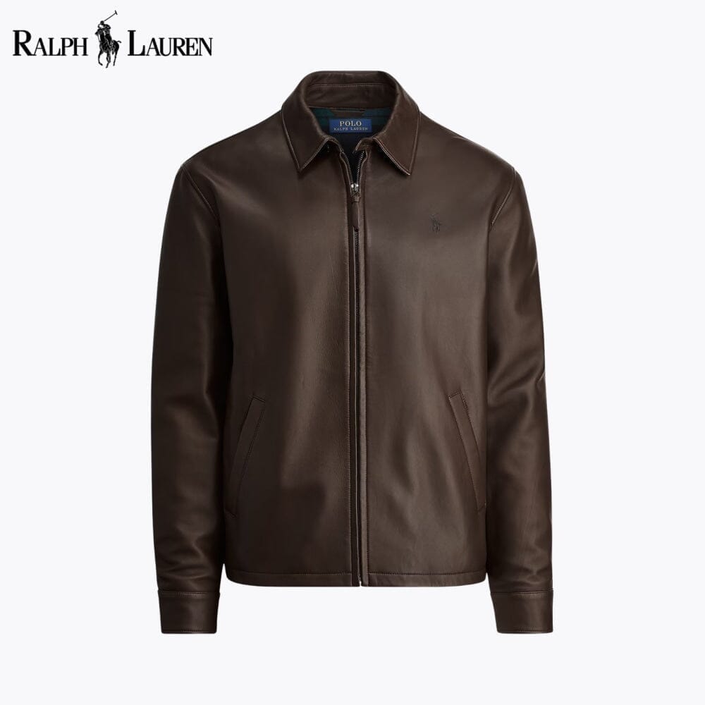 Ralph Lauren Leather Jacket LS Bison Brown S