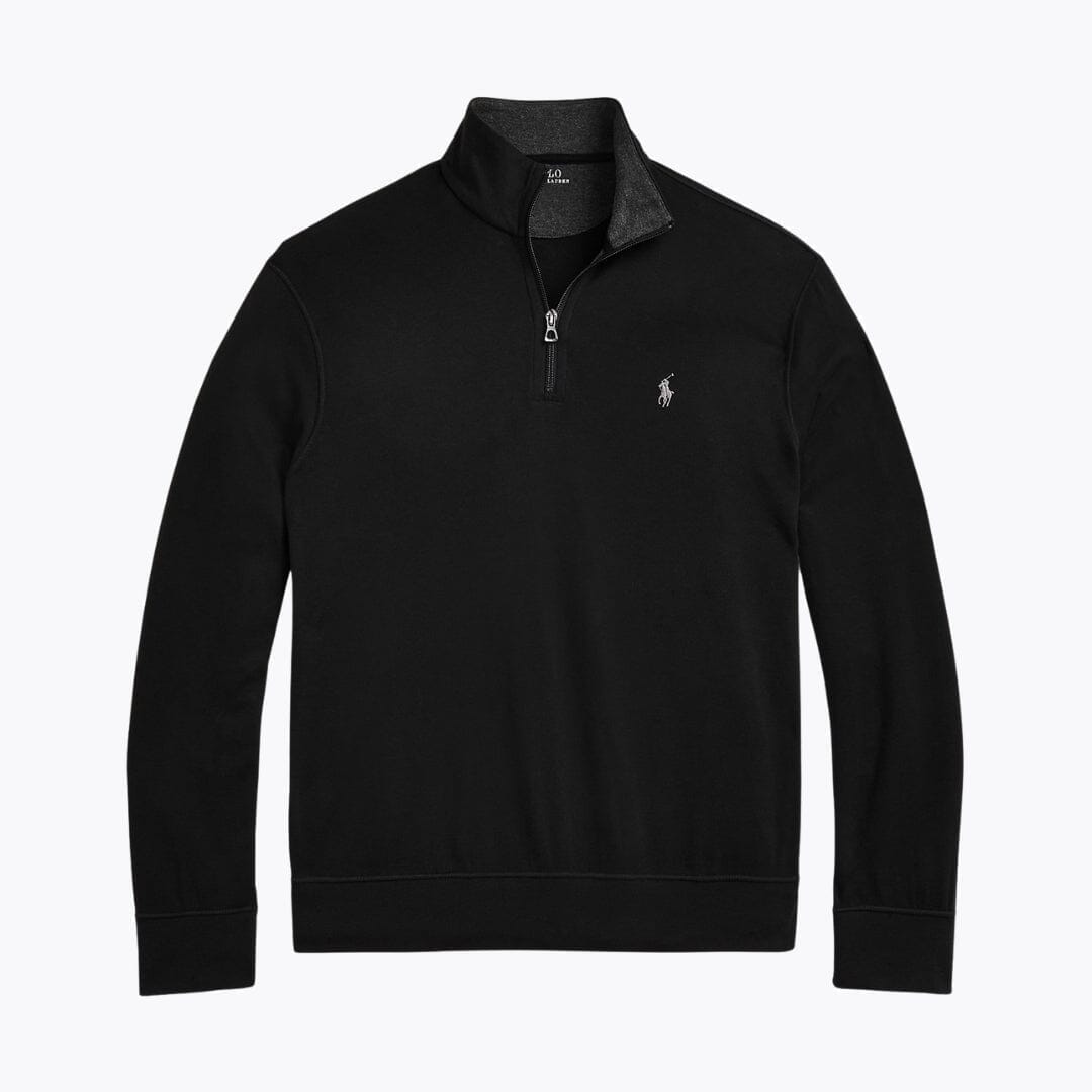 Ralph Lauren Luxury Jersey Quarter-Zip Pullover LS Black S