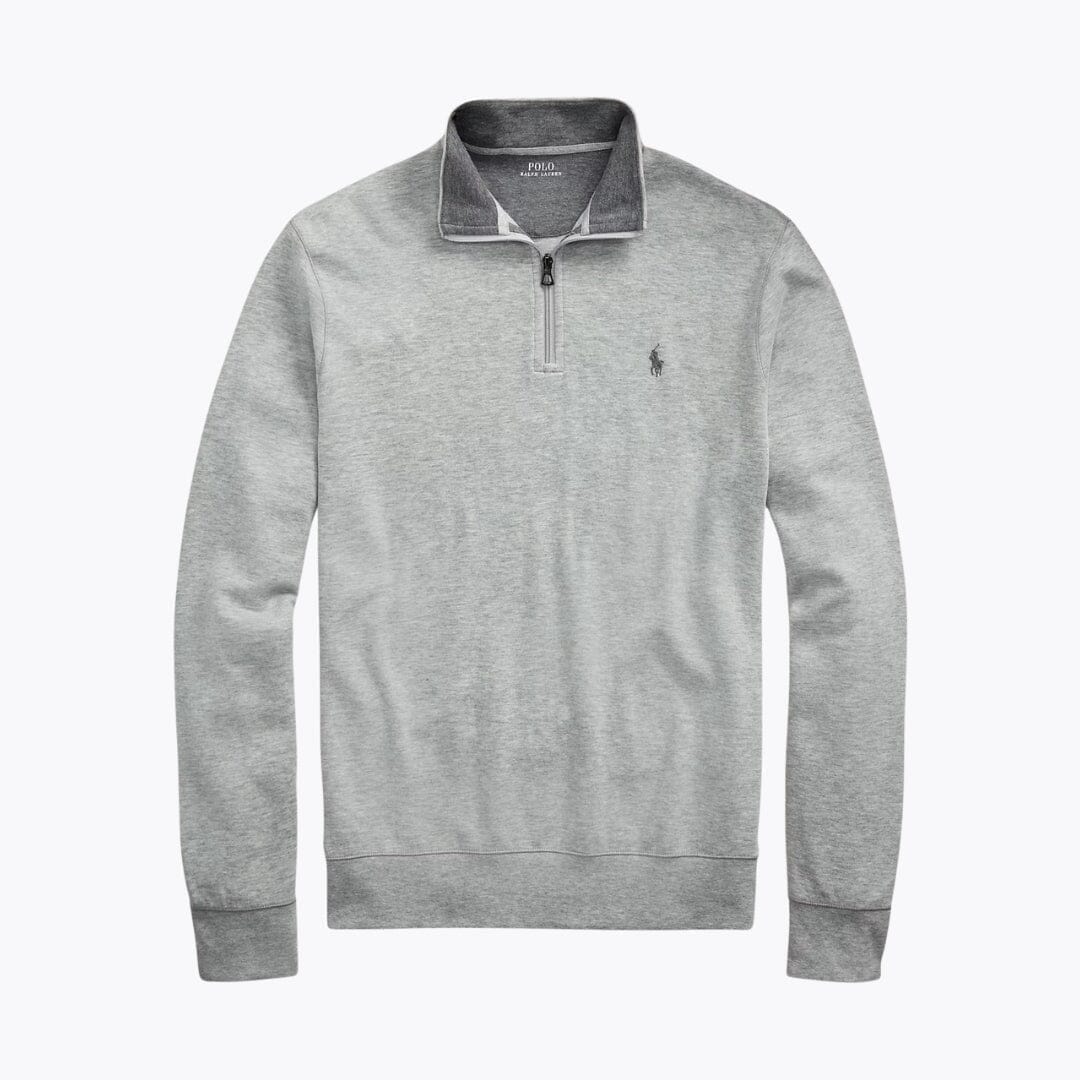 Ralph Lauren Luxury Jersey Quarter-Zip Pullover LS Light Heather S