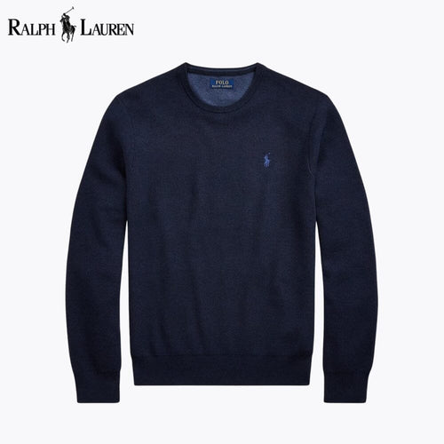 Ralph Lauren Mesh-Knit Cotton Crewneck Sweater LS Navy Blue S