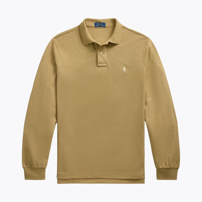 Ralph Lauren Mesh Long-Sleeve Polo Shirt LS Cafe Tan S