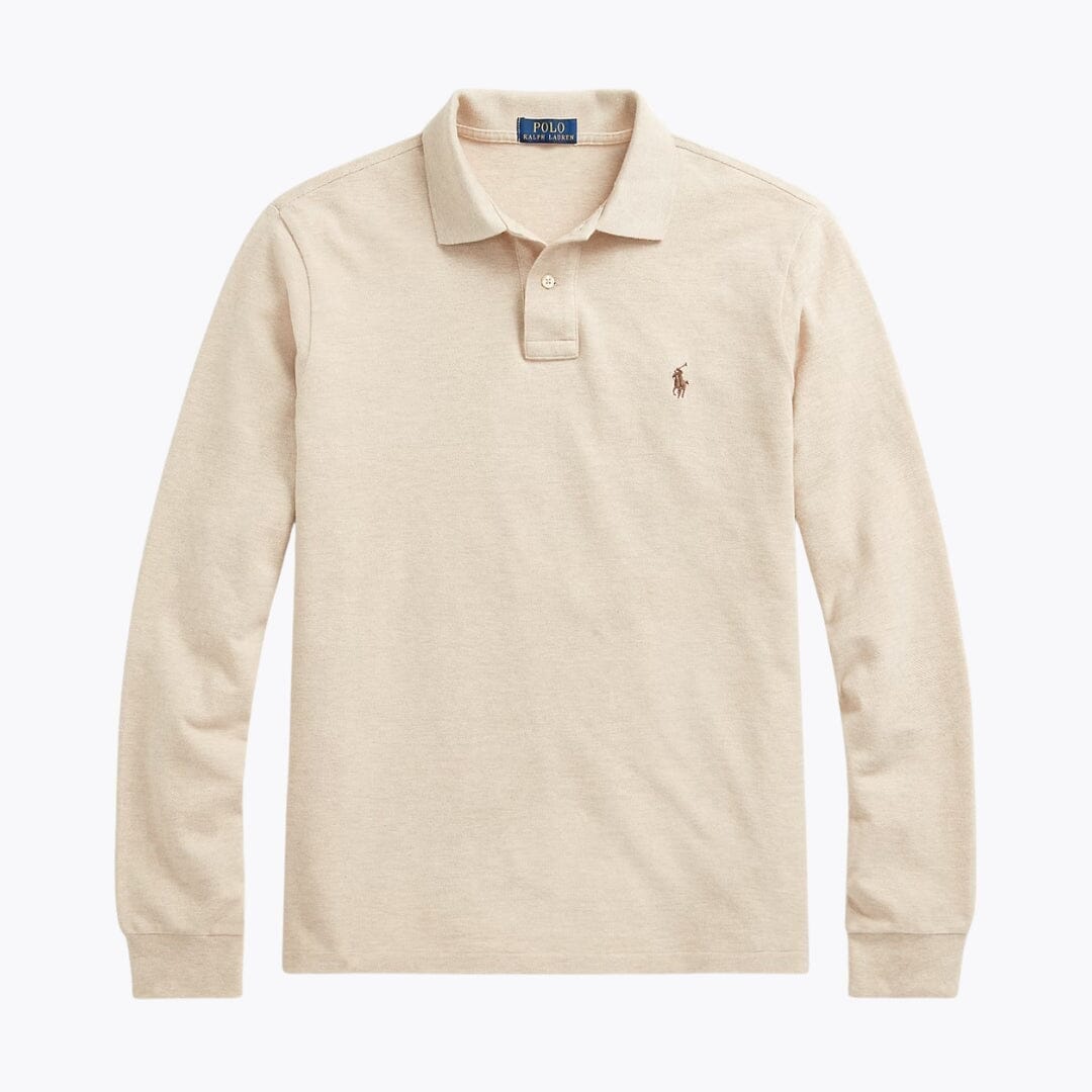 Ralph Lauren Mesh Long-Sleeve Polo Shirt LS Expedition Dune Heather S
