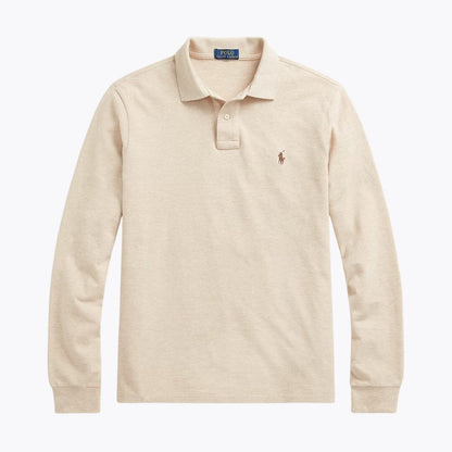 Ralph Lauren Mesh Long-Sleeve Polo Shirt LS Expedition Dune Heather S