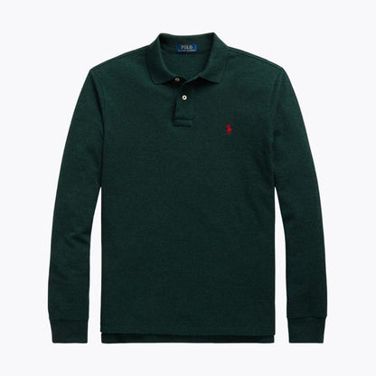 Ralph Lauren Mesh Long-Sleeve Polo Shirt LS Scotch Pine Heather S