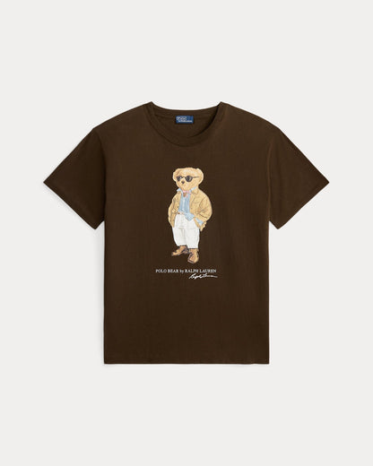 Ralph Lauren Polo Bear Cotton Jersey T-Shirt LS Dark Brown S