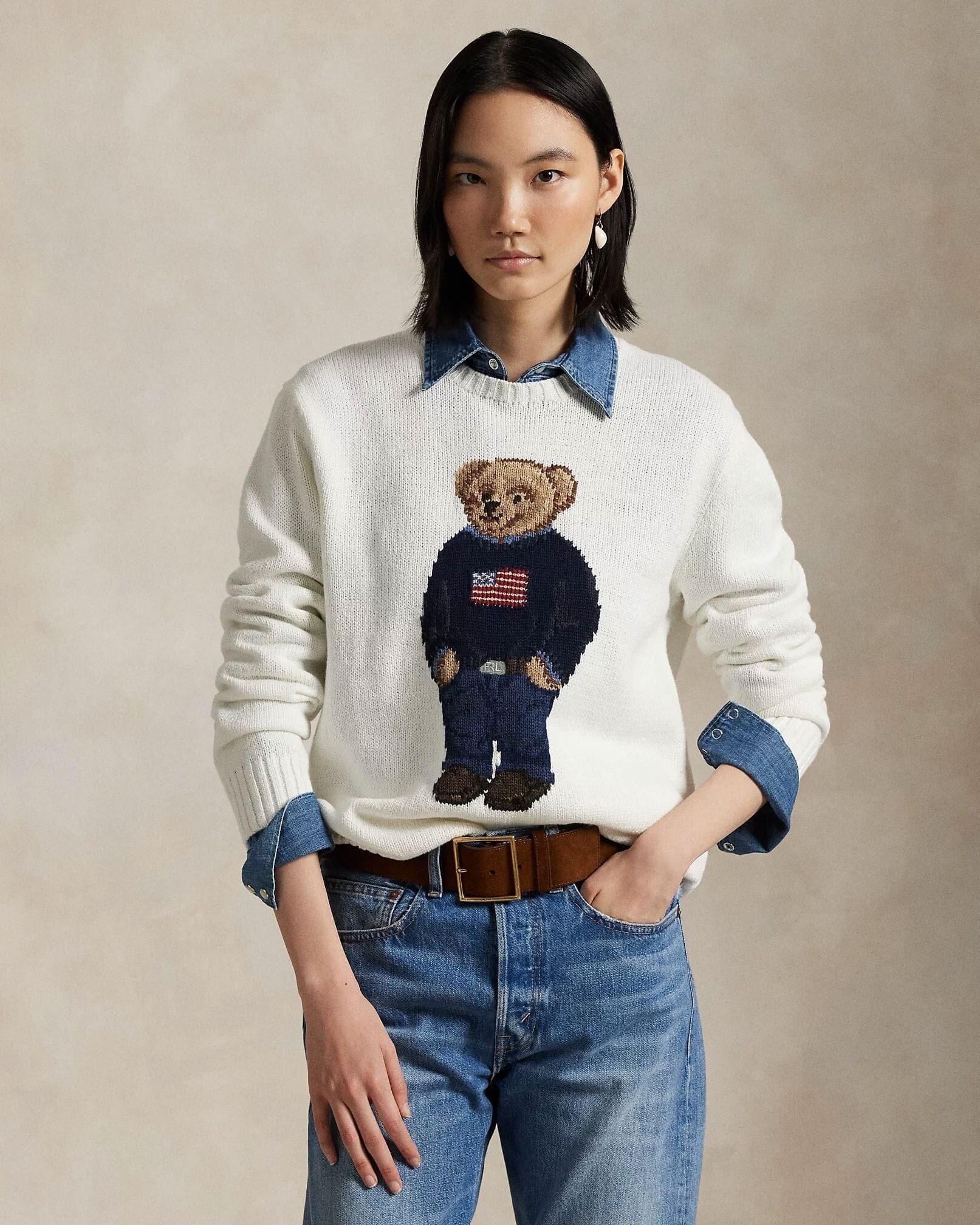 Ralph Lauren Polo Bear Cotton-Linen Sweater LS