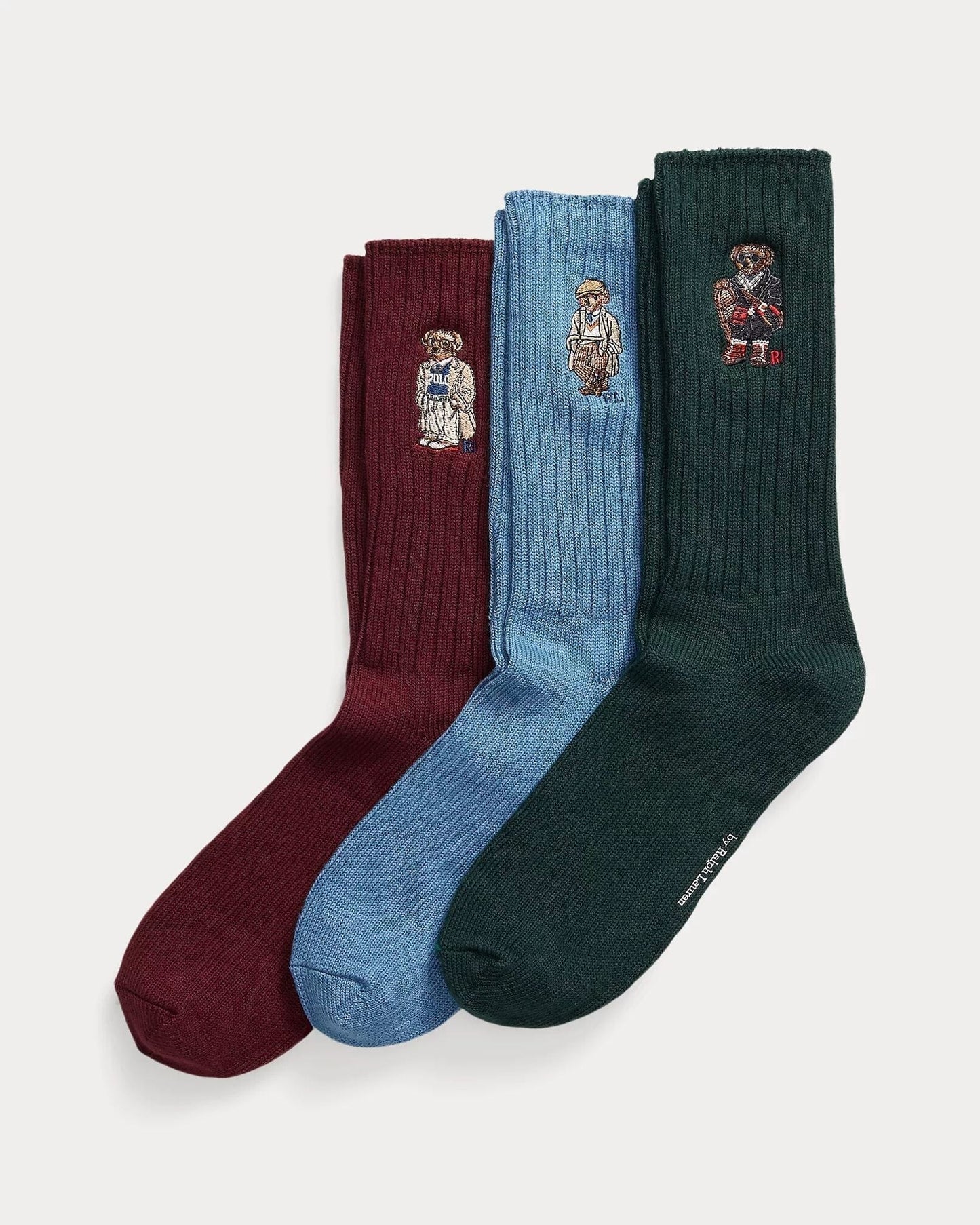 Ralph Lauren Polo Bear Crew 3-Sock Gift Set LS Blue/Green/Wine