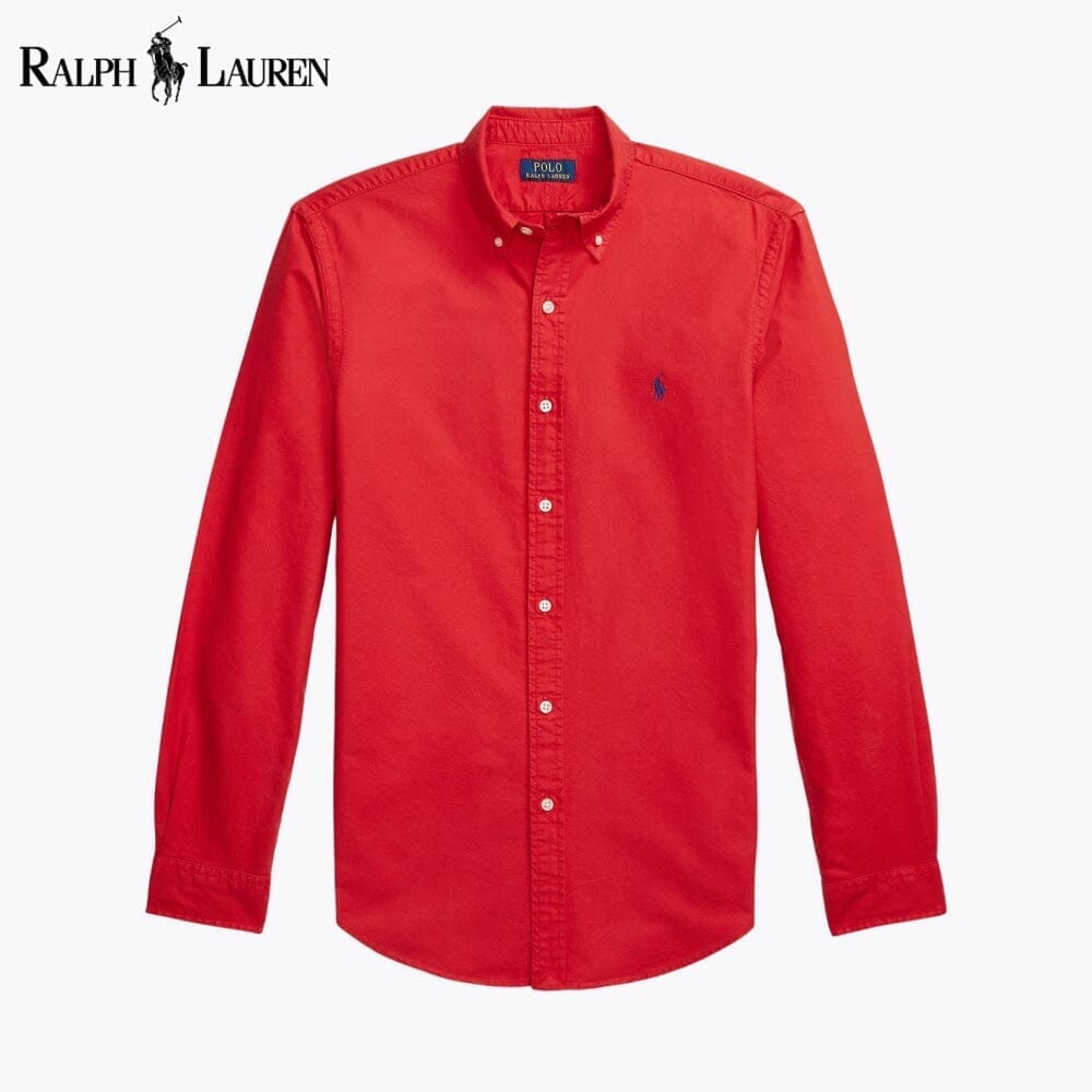 Ralph Lauren Slim Fit Garment-Dyed Oxford Shirt LS Red S
