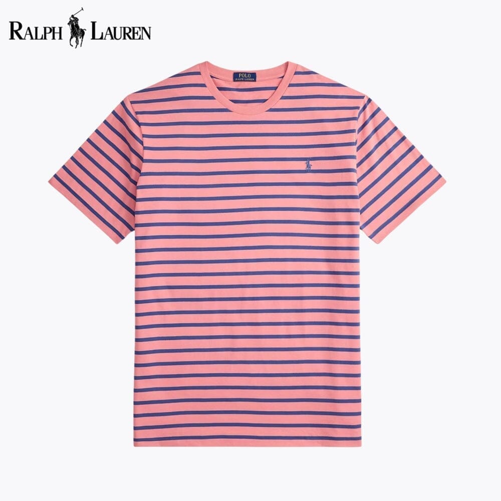 Ralph Lauren Striped Jersey Crewneck T-Shirt LS Rose/Old Royal S