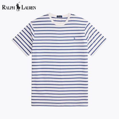 Ralph Lauren Striped Jersey Crewneck T-Shirt LS White/Old Royal S
