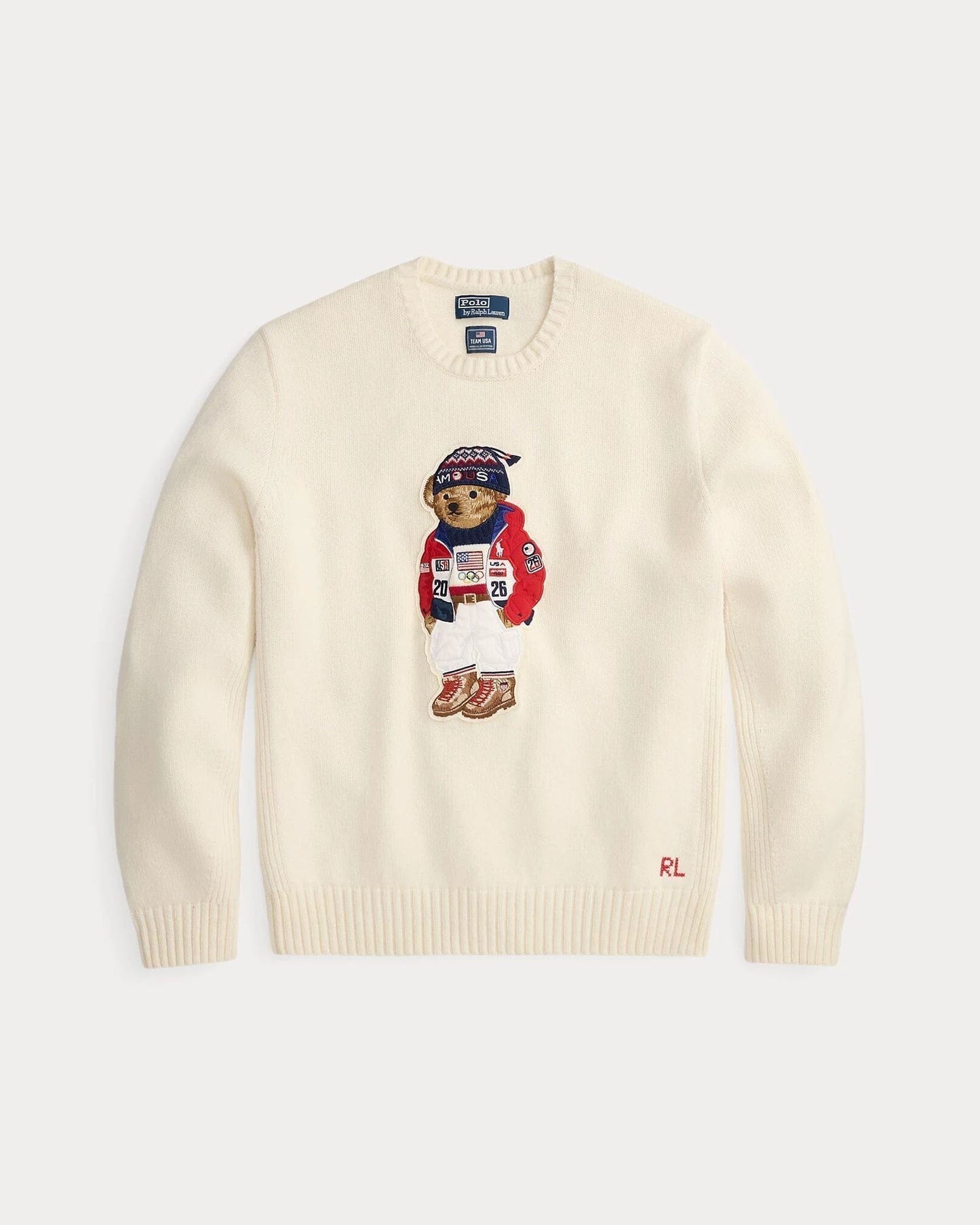 Ralph Lauren Team Usa Polo Bear Sweater LS Cream Combo s
