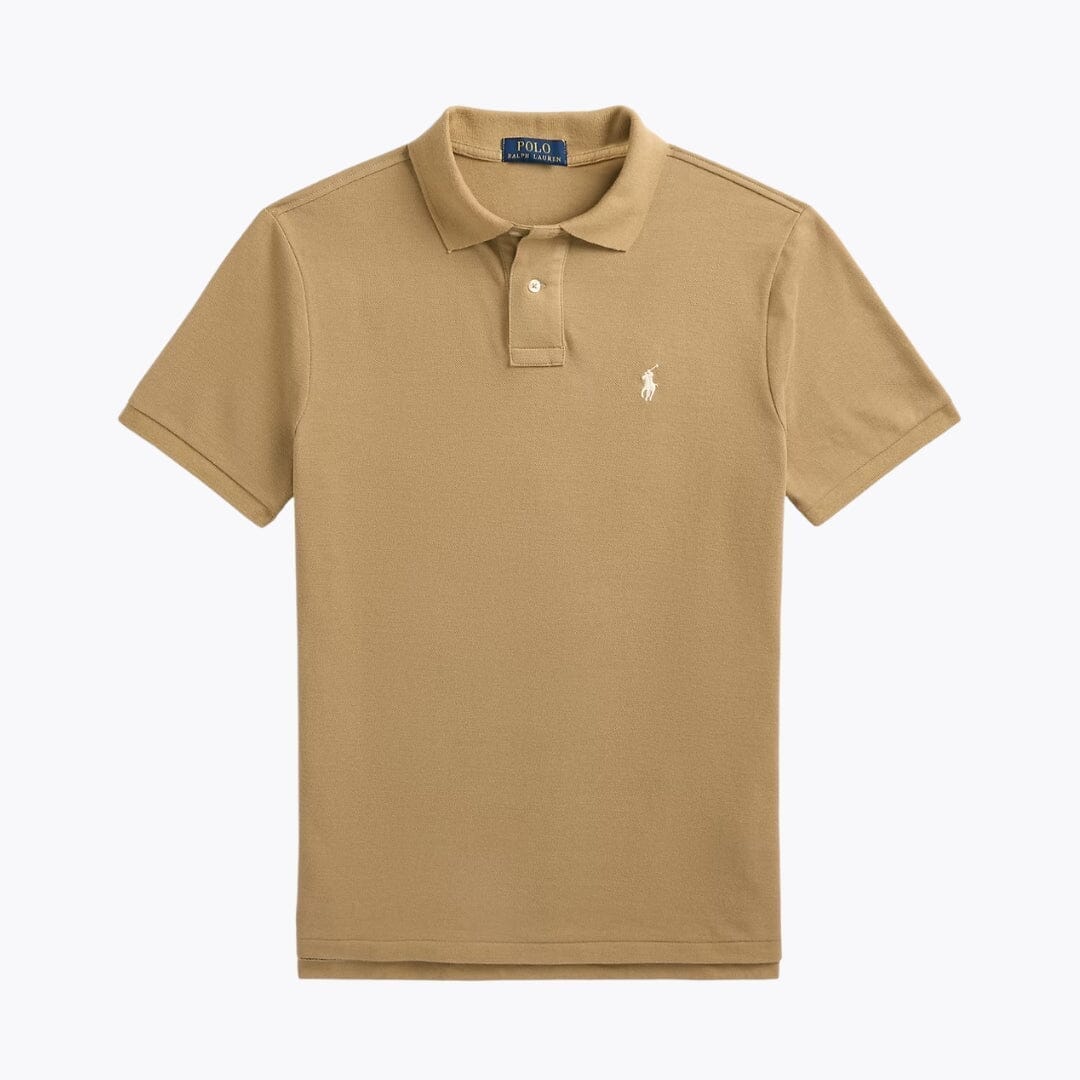 Ralph Lauren The Iconic Mesh Polo Shirt LS Cafe Tan S