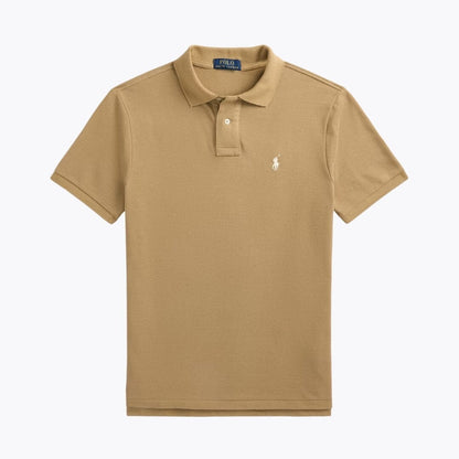 Ralph Lauren The Iconic Mesh Polo Shirt LS Cafe Tan S