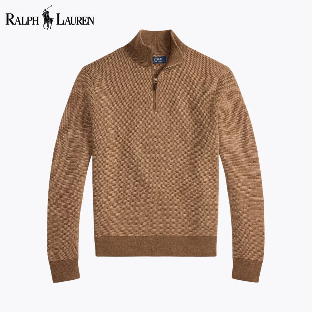 Ralph Lauren Washable Wool Quarter-Zip Sweater LS Camel S