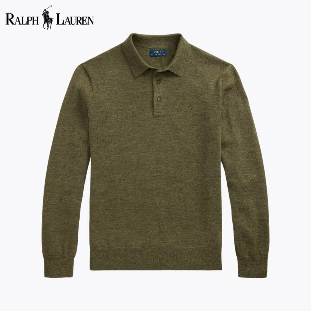 Ralph Lauren Wool Polo-Collar Jumper LS Olive S