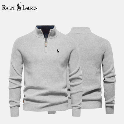 Ralph Lauren Zip Cable-Knit Wool Knit Sweater LS Gray S