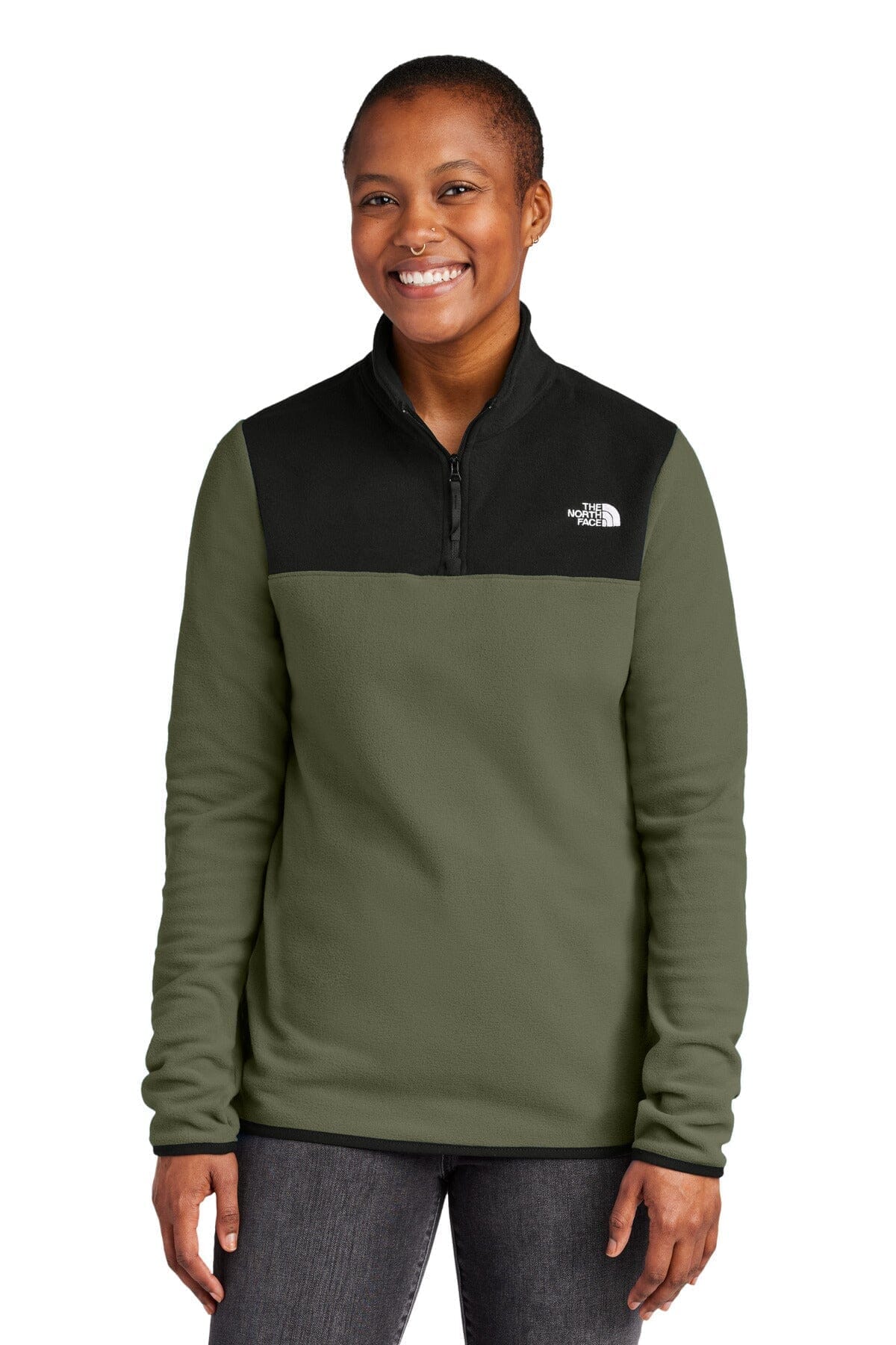 The North Face Women's Glacier 1/4-Zip Fleece LS New Taupe Green/ Black S