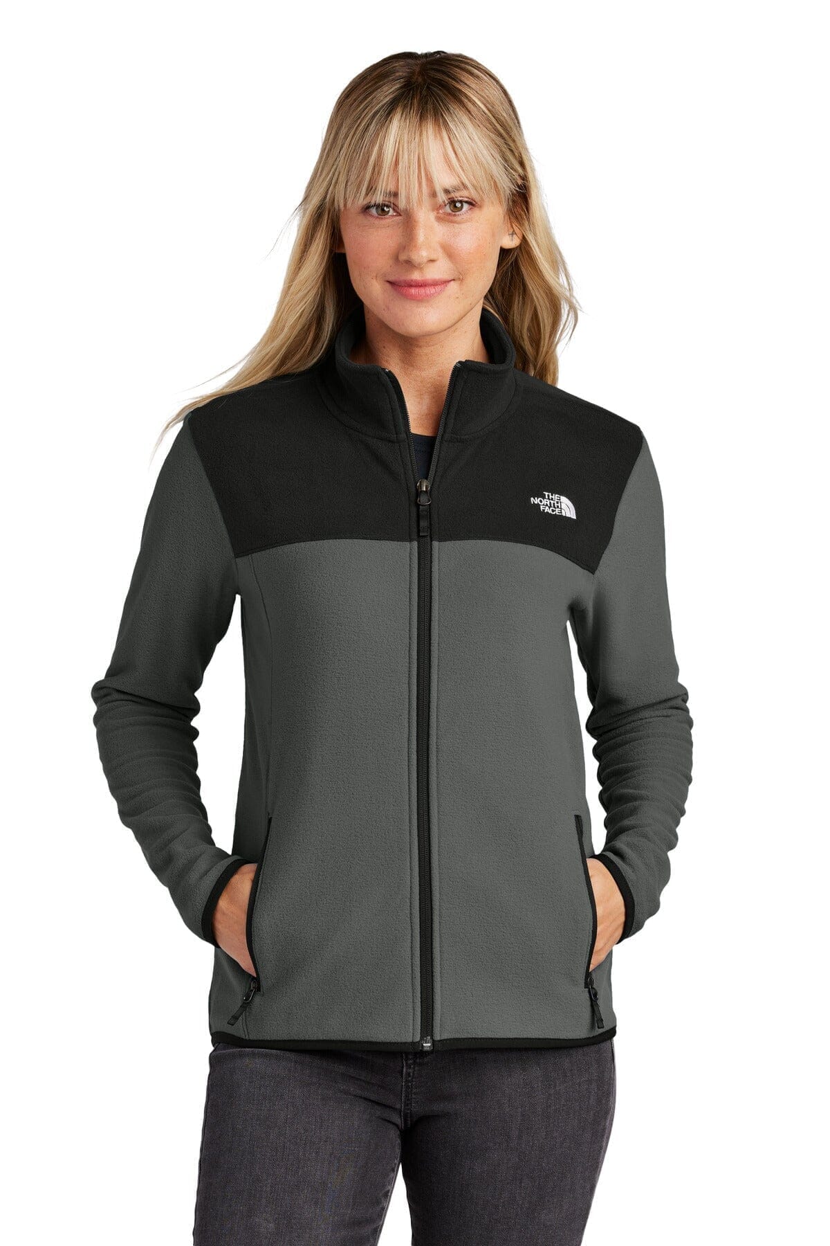 The North Face Women's Glacier Full-Zip Fleece Jacket LS Asphalt Grey / Black S